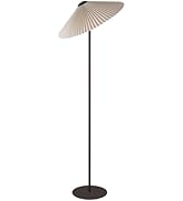 KUNJOULAM Pleated Floor Lamp, Brown Pole Floor Lamps, Simple Design Tall Lamp with Off White Lamp...