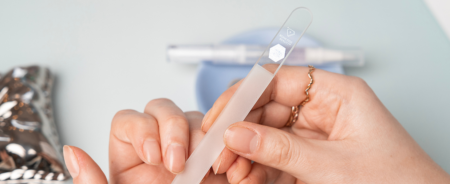 Clear Czech glass nail file for natural nails with hardcase crystal nail file clear