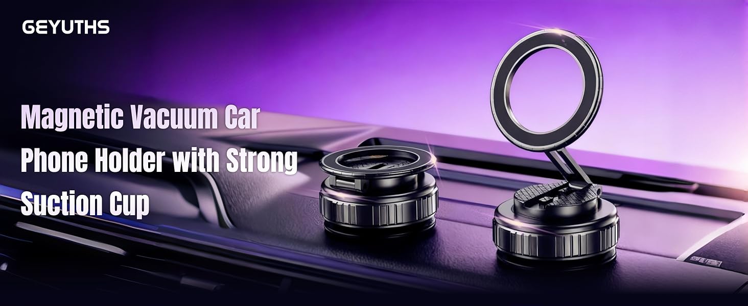 Magnetic Vacuum Car Phone Holder with Strong Suction Cup