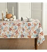 Horaldaily Fall Tablecloth 60x84 Inch Rectangular, Thanksgiving Autumn Harvest Orange Blue Waterc...