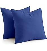 Feather Throw Pillow Inserts, 100% Cotton Set of 2 Bed and Couch Decorative Euro Pillows 18 x 18 ...
