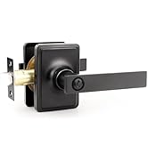 GOBEKOR Black Privacy Lever Door Handle Interior Square Bedroom Door Knobs with Greenwich Trim Re...