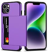Nvollnoe for iPhone 14 Case with Card Holder Heavy Duty Protective Dual Layer Shockproof Hidden C...