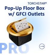 TORCHSTAR Pop up Floor Box with Brass Cover, Countertop 20A 2AC GFCI Receptacle Outlet 2 USB Char...