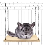 Jevnd Chinchilla Swing Toys Hanging Cage Accessories, Enriched Life Kiln Dried Pine Chinchilla Le...