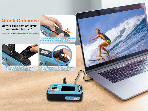 underwater camera dual screen 4K 48MP waterproof camera