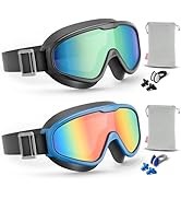 Aegend 2PCS Swim Goggles with Fabric Strap, Kids Swimming Goggles Wide View No Leaking Pool Goggl...