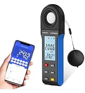 Light Lux Meter with Bluetooth, AIOMEST Digital Lumen Tester 0.1 Lux, 1-400,000 Lux/FC Range, 270...