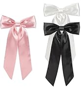 WantGor Long Tail Bow Hair Clips, Hair Ribbon Bows Satin Bowknot Clip Large Hair Barrettes Cute P...