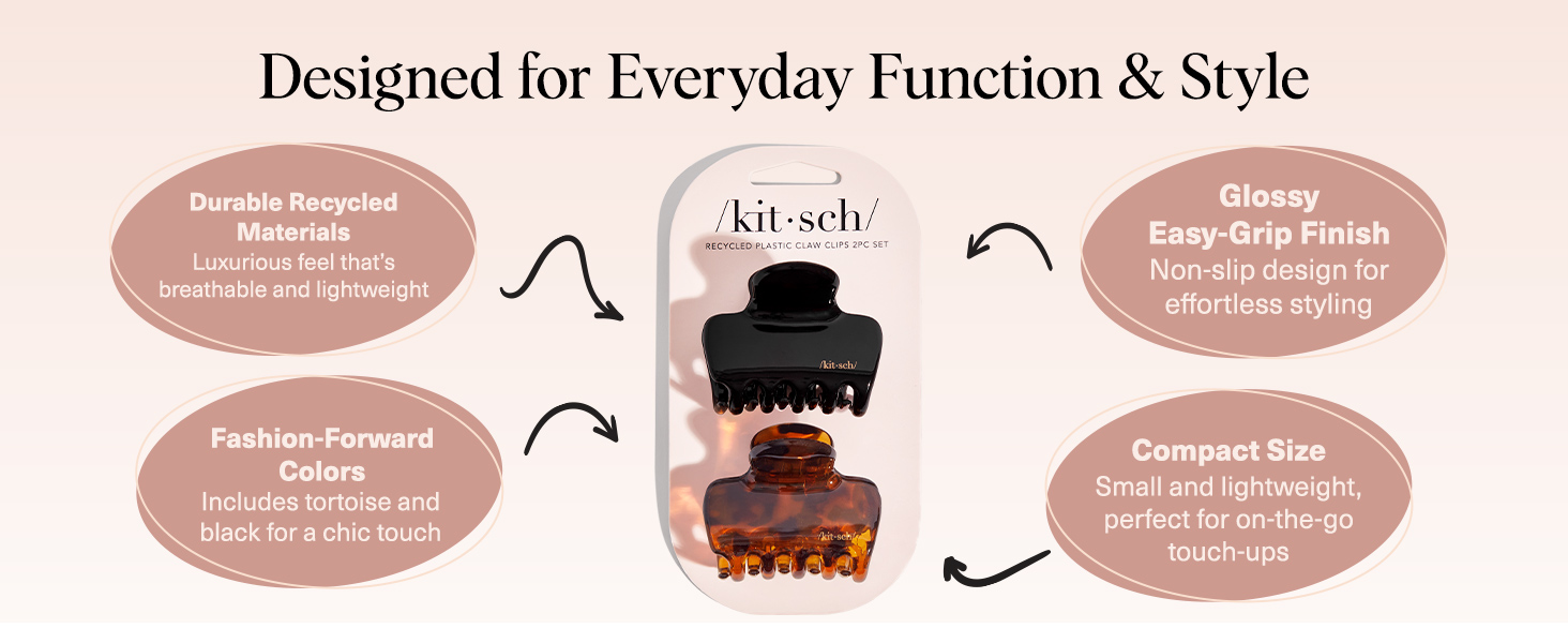 Kitsch Medium Claw Clips for Women - Strong Hold & Stylish Glossy Puffy Design
