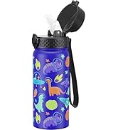GOPPUS Kids Water Bottle (Straw Lid)-18oz Vacuum Insulated Stainless Steel, Reusable Tumbler for ...