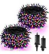 2 Pack 200 LED Halloween Lights Outdoor Indoor Extendable String Lights | 66FT Orange Purple and ...