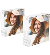 Hongtuocb 3x3 inch Acrylic Picture Frame 2 Pack, Squre Acrylic Photo Frame for Tabletop Display S...