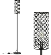Crystal Floor Lamp for Bedroom Black, Living Room Floor Lamps with Bulb, Modern Tall Lamp for Bed...