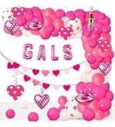 Galentines Day Balloons Party Decorations for the Home: Heart Hanging Swirls & Gals Banners, Pink...