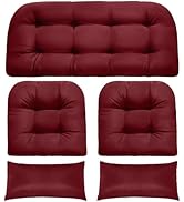 MAGIC ELEPHANT Wicker Chair Cushions, Indoor Outdoor Memory Foam Wicker Furniture Cushion Set of ...