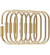 8 Pcs Locking Carabiner Key Rings for Keys,Gold Carabiner Keychain Clip,Screw Lock Keychain Organ...