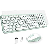 Wireless Keyboard and Mouse Combo,XTREMTEC 2.4GHz Quiet Slim Cute Round Keycap Compact Size Green...