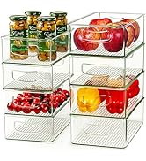 Hudgan Clear Storage Bins 8 Packs for Refrigerator, 4 Large Stackable Pantry Organizer Bins and 4...