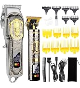 HIENA PRO Hair Clippers for Men T-Blade Trimmer Set, Men Professional Cordless Rechargeable Barbe...