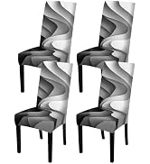 Nuxovilar Black White Wavy Texture Chair Covers Stretch 23.6x70 Inches - Dining Chair Slipcovers ...
