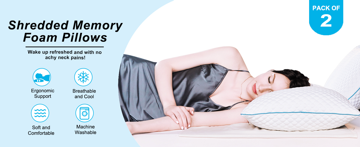Shredded Memory Foam Pillows pillows bed pillows cooling pillow side sleeper pillow