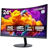 KOORUI 24 inch Curved Monitor, Full HD 1080P Curved Computer Monitor, 100Hz 1500R PC Screen, TÜV ...