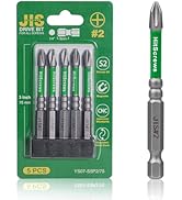 5PK JIS PH2 Screwdriver Bits, 3" / 75mm Impact Ready Japanese Cross Point Bits, Taiwan S2 Steel M...