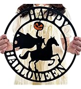 Halloween Wreath for Front Door Headless Horseman Door Sign Wall Decor | Halloween Pumpkin Headle...