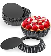 Cyimi Mini Tart Pan Set of 12, Non-Stick 4 Inch Quiche Pan, Removable Bottom Tart Pan for Pies, Q...