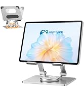 iPad Stand for Desk, Tablet Holder with Thickened 360° Rotating Base Dual Rod Adjustable Aluminum...