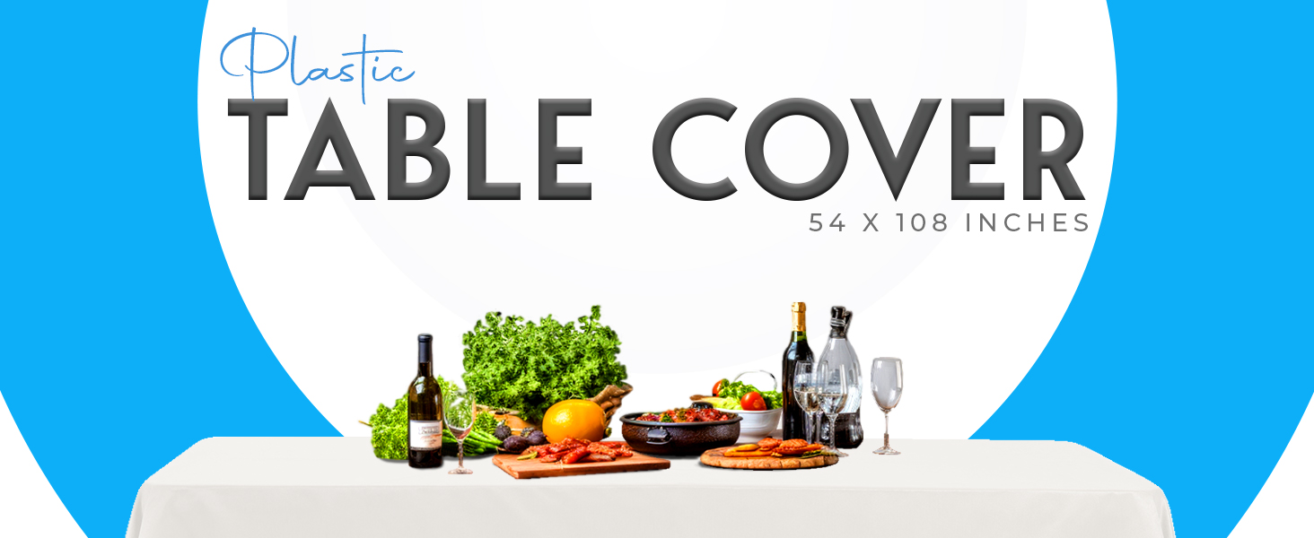 white tablecloth, table cover, plastic table cloth disposable