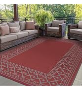 GENIMO Outdoor Rug Waterproof 5'x8' for Patio, Foldable Reversible Plastic Straw Carpet for Trave...