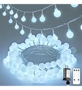 JMEXSUSS 100 LED Connectable Globe String Lights Indoor, 33 ft White String Lights Plug in with R...