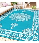 Yamaziot Outdoor Rug 8x10 Ft, Waterproof Plastic Straw Patio Rug, Reversible Backyard Carpet UV R...