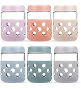 MICEBAY 6-Pack Overnight Oats Containers with Lids and Protective Silicone Sleeve, 16 oz Glass Ch...