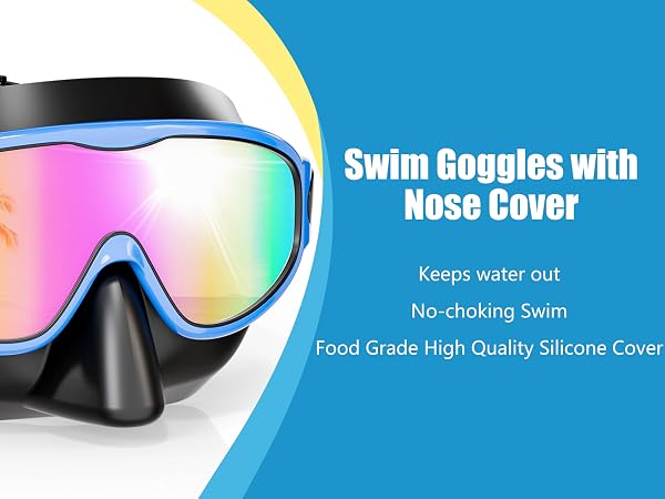 kids swim goggles with nose cover