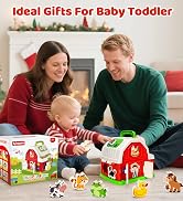Montessori Toys for 1 2 3 Year Old Boys Girls, Musical Barn Farm Animal set for Toddler, Shape So...