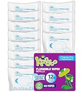 Flushable Wipes for Baby and Kids by Kandoo, Sensitve and Unscented Formula, Hypoallergenic Potty...