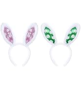 Haakong 2 Pcs Sequin Bunny Headbands Rabbit Ears Headband for Women Halloween Party Costume Acces...