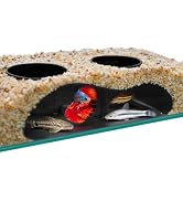 NUPICK Black Underground Aquarium Cave Tunnel, PETG 3D Printed Fish Tank Cave Hideout with Smooth...