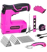 10pcs Electric Staple Gun, 2 in 1 Pink Cordless Stapler Nail Gun Set with 2500pcs Staples Nails, ...
