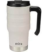 MIRA 20 Oz Stainless Steel Insulated Travel Car Mug - Spill Proof Twist On Flip Lid & Easy to Hol...