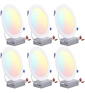 TORCHSTAR 8 Inch 5CCT Ultra-Thin LED Recessed Ceiling Light with Junction Box, CRI90, 27003000350...