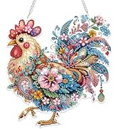Bowetile Hanging Diamond Art Chicken Kits for Adults Kids, 5D Special Shape Diamond Painting Roos...