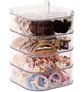 FABROK 4-Layer Girls Hair Tie Organizer, Rotating Hair Accessories Storage Holder for Vanity and ...