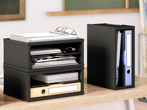 Ballucci classroom paper organizer and literature organizer, black
