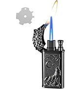 Torch Lighter, Relief Wolf Design Magic Dual Flame Lighter with Adjusting FlameTool, Cool Windpro...
