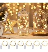 ZELUXDOT 6 Packs 6.6ft 20LEDs Star Fairy Lights Battery Operated,Mini Star String Lights,Waterpro...