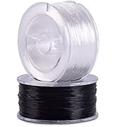 KONMAY 2 Rolls 0.8mm Flat Stretchy Bracelet Strings with Organizing Case, 180 Yards Black and Whi...
